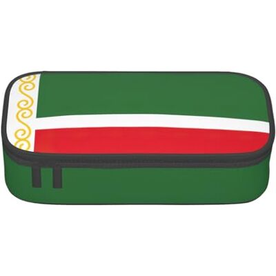 BGSHJVF Trousse à crayons haute capacité avec motif drapeau de la République tchétchène en tissu Oxford, crayons, stylos, plusieurs compartiments, design élégant BGSHJVF Trousse à crayons haute capacité avec motif drapeau de la République tchétchène en tissu Oxford, crayons, stylos, plusieurs compartiments, design élégant