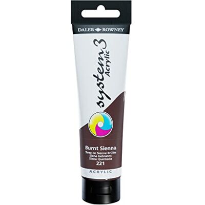 Daler Rowney 150ml Système 3 Tube de peinture acrylique Burnt Sienna Daler Rowney 150ml Système 3 Tube de peinture acrylique Burnt Sienna