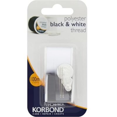 KORBOND Lot de 2 fils noirs et blancs – 110790, 100 m KORBOND Lot de 2 fils noirs et blancs – 110790, 100 m