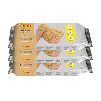 Jovi Kit Air Dry de 3 unités Pâte à modeler, séchage à l'air sans four, couleur ocre, 3 unités de 250 g Jovi Kit Air Dry de 3 unités Pâte à modeler, séchage à l'air sans four, couleur ocre, 3 unités de 250 g
