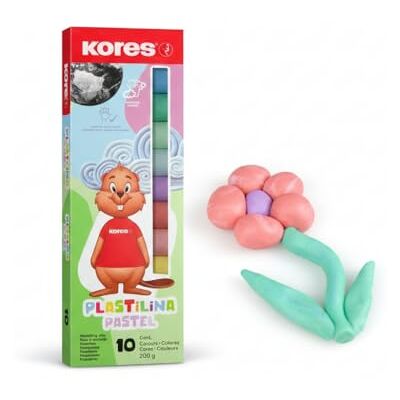 Kores Plastilina Pastel: Pâte à modeler pour enfants, douce et facile à mouler, lavable et non toxique, lot de 10 couleurs pastel, noir et blanc x 20 g Kores Plastilina Pastel: Pâte à modeler pour enfants, douce et facile à mouler, lavable et non toxique, lot de 10 couleurs pastel, noir et blanc x 20 g
