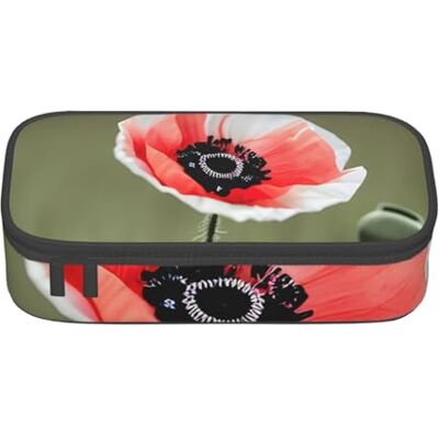 BGSHJVF Belle trousse à crayons haute capacité en tissu Oxford avec imprimé de fleurs de coquelicot, plusieurs compartiments, design élégant BGSHJVF Belle trousse à crayons haute capacité en tissu Oxford avec imprimé de fleurs de coquelicot, plusieurs compartiments, design élégant
