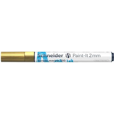 Schneider Paint-It 120153 Stylo acrylique (avec pointe ogive de 2 mm, peintures acryliques à fort pouvoir couvrant, pour bois, toile, pierre, etc.) Doré Schneider Paint-It 120153 Stylo acrylique (avec pointe ogive de 2 mm, peintures acryliques à fort pouvoir couvrant, pour bois, toile, pierre, etc.) Doré