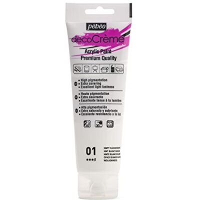 PEBEO Pébéo Peinture Acrylique Texture Crème pour la Décoration Finition Mate 120 ML Blanc Nuage PEBEO Pébéo Peinture Acrylique Texture Crème pour la Décoration Finition Mate 120 ML Blanc Nuage