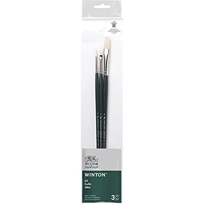 Winsor & Newton Winton Pinceau Manche Long Set de 3 (Rond 2, Plat court 2, Plat 6) Winsor & Newton Winton Pinceau Manche Long Set de 3 (Rond 2, Plat court 2, Plat 6)