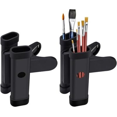 Diakey Lot de 2 pinces pour pinceaux de peinture, chevalet, aquarelle, support de rangement et de rangement, support de baguette, noir Diakey Lot de 2 pinces pour pinceaux de peinture, chevalet, aquarelle, support de rangement et de rangement, support de baguette, noir