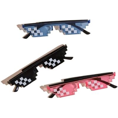DCUIPG Lot de 3 lunettes de fête amusantes en mosaïque Accessoires de décoration pour fête Rose + noir + bleu DCUIPG Lot de 3 lunettes de fête amusantes en mosaïque Accessoires de décoration pour fête Rose + noir + bleu
