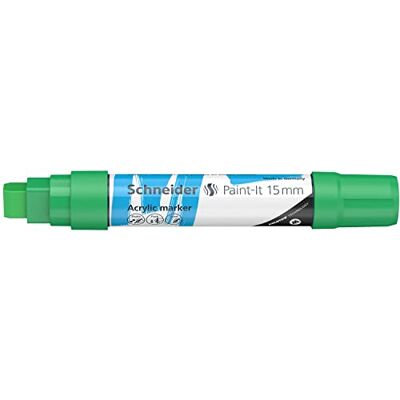 Schneider Paint-It 120304 Stylo acrylique (avec pointe biseautée de 15 mm, peintures acryliques à fort pouvoir couvrant, pour bois, toile, pierre, etc.) Vert Schneider Paint-It 120304 Stylo acrylique (avec pointe biseautée de 15 mm, peintures acryliques à fort pouvoir couvrant, pour bois, toile, pierre, etc.) Vert