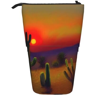 OAROK Trousse à crayons rétractable verticale Motif cactus coucher de soleil dans le désert Pour Noël, vacances, Nouvel An OAROK Trousse à crayons rétractable verticale Motif cactus coucher de soleil dans le désert Pour Noël, vacances, Nouvel An