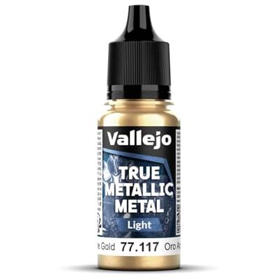 Vallejo True Metallic Paint Peinture métallique 117-18 ml Or arcane, finition brillante pour améliorer la couleur de base, application au pinceau, flacon compte-gouttes, idéal pour mélanger et Vallejo True Metallic Paint Peinture métallique 117-18 ml Or arcane, finition brillante pour améliorer la couleur de base, application au pinceau, flacon compte-gouttes, idéal pour mélanger et