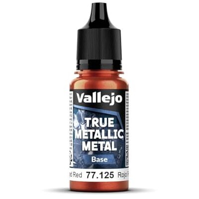 Vallejo True Metallic Paint Peinture métallique 125 ml Rouge forgé Haute couvrance Finition lisse Idéal pour l'application au pinceau Mélangable pour nuances personnalisées Vallejo True Metallic Paint Peinture métallique 125 ml Rouge forgé Haute couvrance Finition lisse Idéal pour l'application au pinceau Mélangable pour nuances personnalisées