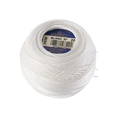 DMC Cordonnet grosseur 60, 300 m, crochet n°1 Fil pour broderies fines et délicates 100% coton, 6 brins, 20 g, 3 coloris DMC Cordonnet grosseur 60, 300 m, crochet n°1 Fil pour broderies fines et délicates 100% coton, 6 brins, 20 g, 3 coloris