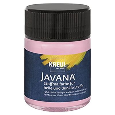 KREUL Javana Peinture pour Tissus clairs et foncés-Couleur Brillante à Base d'eau avec caractère pâteux-50 ML-Verre Rose, rosé, 50 ml, Set de 50 Pièces KREUL Javana Peinture pour Tissus clairs et foncés-Couleur Brillante à Base d'eau avec caractère pâteux-50 ML-Verre Rose, rosé, 50 ml, Set de 50 Pièces