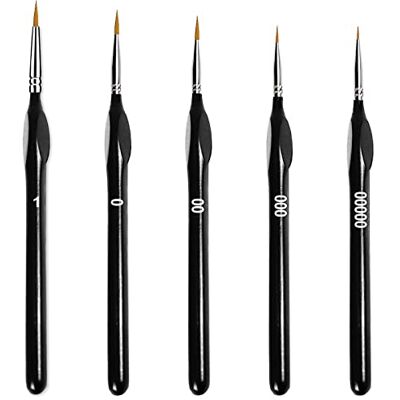 ILLUVA Lot de 5 pinceaux de peinture par numéros fins pour acrylique, aquarelle, huile, miniatures ILLUVA Lot de 5 pinceaux de peinture par numéros fins pour acrylique, aquarelle, huile, miniatures