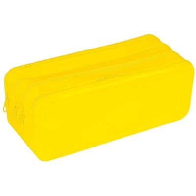 gimboo Trousse à crayons en silicone, avec quatre compartiments, 20 x 8 x 7,5 cm, jaune, pour enfants, garçons et filles gimboo Trousse à crayons en silicone, avec quatre compartiments, 20 x 8 x 7,5 cm, jaune, pour enfants, garçons et filles