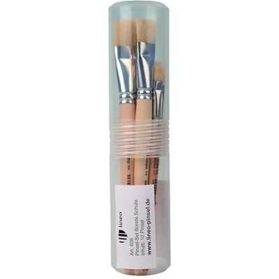 Lineo 608 Lot de 10 Pinceaux Peinture Plats de la série 518, Pinceaux à Poils Naturels et Manche en Bois, avec Étui en Plastique Lineo 608 Lot de 10 Pinceaux Peinture Plats de la série 518, Pinceaux à Poils Naturels et Manche en Bois, avec Étui en Plastique