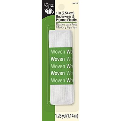 Dritz Élastique tissé, polyester, blanc, 2,5 cm x 3,8 m Dritz Élastique tissé, polyester, blanc, 2,5 cm x 3,8 m