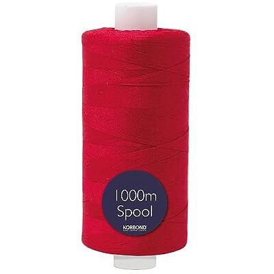 KORBOND Fil à coudre 1000 m polyester enduit rouge Couture et matelassage KORBOND Fil à coudre 1000 m polyester enduit rouge Couture et matelassage