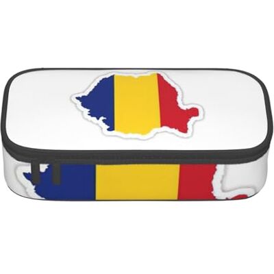 BGSHJVF Trousse à crayons haute capacité en tissu Oxford avec imprimé carte du drapeau de la Roumanie, pour crayons, stylos, plusieurs compartiments, design élégant BGSHJVF Trousse à crayons haute capacité en tissu Oxford avec imprimé carte du drapeau de la Roumanie, pour crayons, stylos, plusieurs compartiments, design élégant