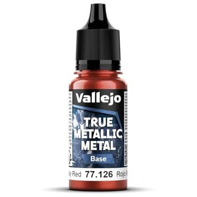 Vallejo True Metallic Paint Ruby Red 18 ml, haute couvrance, finition lisse, idéale pour l'application au pinceau, mélange pour nuances personnalisées Vallejo True Metallic Paint Ruby Red 18 ml, haute couvrance, finition lisse, idéale pour l'application au pinceau, mélange pour nuances personnalisées