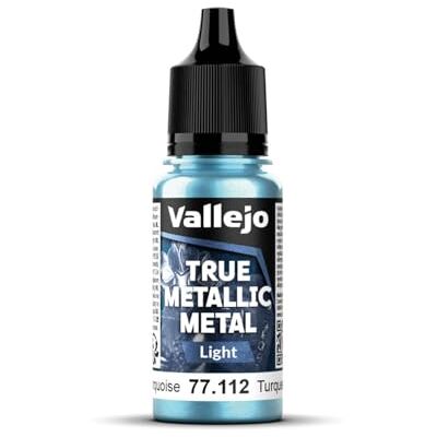 Vallejo True Metallic Paint, Hydra Turquoise 18 ml, finition lumineuse pour mélanger et mélanger, idéale pour l'application au pinceau dans la modélisation et les travaux manuels Vallejo True Metallic Paint, Hydra Turquoise 18 ml, finition lumineuse pour mélanger et mélanger, idéale pour l'application au pinceau dans la modélisation et les travaux manuels