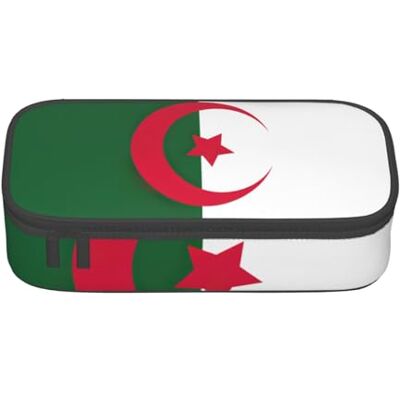 BGSHJVF Trousse à crayons haute capacité avec imprimé drapeau de l'Algérie en tissu Oxford, pour crayons, stylos, plusieurs compartiments, design élégant BGSHJVF Trousse à crayons haute capacité avec imprimé drapeau de l'Algérie en tissu Oxford, pour crayons, stylos, plusieurs compartiments, design élégant