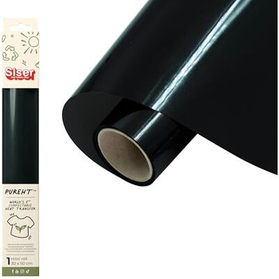 SISER Pure HT Vinyle thermotransférable compostable noir 50 x 30 cm, thermovinyle compatible avec traceur de coupe SISER Pure HT Vinyle thermotransférable compostable noir 50 x 30 cm, thermovinyle compatible avec traceur de coupe