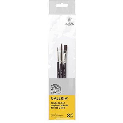 Winsor & Newton Galeria 5790608 Lot de 3 pinceaux acryliques en fibres synthétiques pour un contrôle idéal pour des applications de peinture plus épaisses Winsor & Newton Galeria 5790608 Lot de 3 pinceaux acryliques en fibres synthétiques pour un contrôle idéal pour des applications de peinture plus épaisses