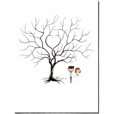 ITRHJTGP Arbre à empreintes digitales de mariage Peinture sur toile pour fiançailles, anniversaire, fête, souvenir décoratif avec tampon encreur (50 x 70 cm, Style04) ITRHJTGP Arbre à empreintes digitales de mariage Peinture sur toile pour fiançailles, anniversaire, fête, souvenir décoratif avec tampon encreur (50 x 70 cm, Style04)