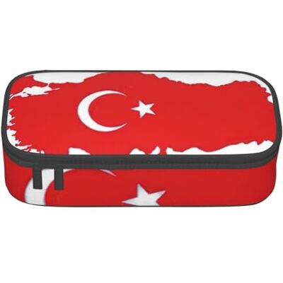 BGSHJVF Trousse à crayons haute capacité en tissu Oxford avec motif carte du drapeau de la Turquie, pour crayons, stylos, plusieurs compartiments, design élégant BGSHJVF Trousse à crayons haute capacité en tissu Oxford avec motif carte du drapeau de la Turquie, pour crayons, stylos, plusieurs compartiments, design élégant