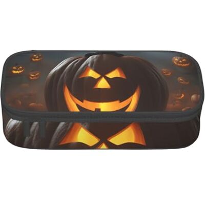 BGSHJVF Trousse à crayons haute capacité avec imprimé citrouille fantôme d'Halloween en tissu Oxford, crayons, stylos, plusieurs compartiments, design élégant BGSHJVF Trousse à crayons haute capacité avec imprimé citrouille fantôme d'Halloween en tissu Oxford, crayons, stylos, plusieurs compartiments, design élégant