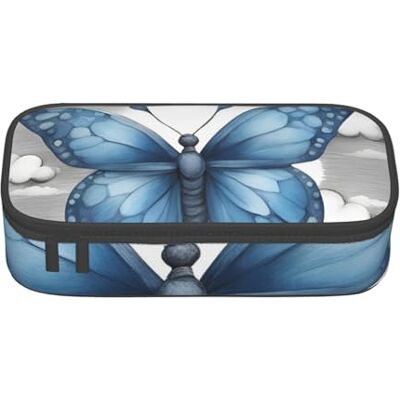 BGSHJVF Trousse à crayons haute capacité en tissu Oxford avec motifs papillons et nuages bleus, pour crayons, stylos, plusieurs compartiments, design élégant BGSHJVF Trousse à crayons haute capacité en tissu Oxford avec motifs papillons et nuages bleus, pour crayons, stylos, plusieurs compartiments, design élégant