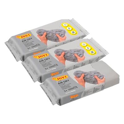 Jovi Kit Air Dry de 3 unités Pâte à modeler, séchage à l'air sans four, gris, 3 unités de 500 g Jovi Kit Air Dry de 3 unités Pâte à modeler, séchage à l'air sans four, gris, 3 unités de 500 g