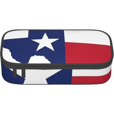 BGSHJVF Trousse à crayons haute capacité en tissu Oxford avec motif carte du drapeau du Texas, pour crayons, stylos, plusieurs compartiments, design élégant BGSHJVF Trousse à crayons haute capacité en tissu Oxford avec motif carte du drapeau du Texas, pour crayons, stylos, plusieurs compartiments, design élégant
