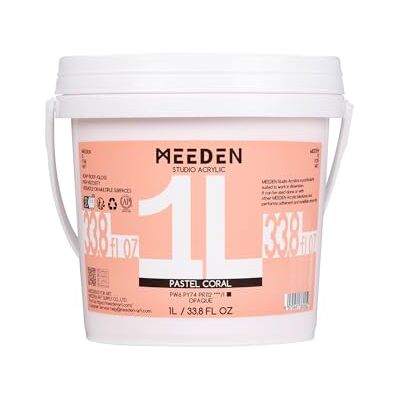 MEEDEN Peinture acrylique corail pastel : 1 l Peinture rose brillant pour toile, artisanat, peinture MEEDEN Peinture acrylique corail pastel : 1 l Peinture rose brillant pour toile, artisanat, peinture