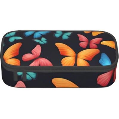 BGSHJVF Trousse à crayons haute capacité avec imprimé papillon coloré en tissu Oxford, pour crayons, stylos, plusieurs compartiments, design élégant BGSHJVF Trousse à crayons haute capacité avec imprimé papillon coloré en tissu Oxford, pour crayons, stylos, plusieurs compartiments, design élégant