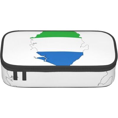 BGSHJVF Trousse à crayons haute capacité en tissu Oxford avec motif carte du drapeau de la Sierra Leone Plusieurs compartiments Design élégant BGSHJVF Trousse à crayons haute capacité en tissu Oxford avec motif carte du drapeau de la Sierra Leone Plusieurs compartiments Design élégant