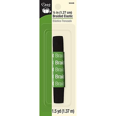 Dritz Élastique tressé, noir, 1,27 cm par 3,8 m Dritz Élastique tressé, noir, 1,27 cm par 3,8 m