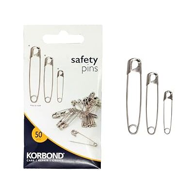 KORBOND Lot de 50 épingles à nourrice, nickel, l'emballage peut varier KORBOND Lot de 50 épingles à nourrice, nickel, l'emballage peut varier