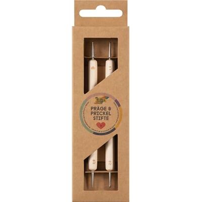 Folia 23011 Lot de 2 stylos à gaufrer en bois avec 4 pointes Pour travaux manuels, décoration et picotement Folia 23011 Lot de 2 stylos à gaufrer en bois avec 4 pointes Pour travaux manuels, décoration et picotement