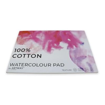Artway Bloc aquarelle A4 pressé à froid 300 g/m² 100% coton 12 feuilles Pour aquarelle et gouache ; 100 % coton, pressé à froid, très absorbant, sans acide et dimensionné Artway Bloc aquarelle A4 pressé à froid 300 g/m² 100% coton 12 feuilles Pour aquarelle et gouache ; 100 % coton, pressé à froid, très absorbant, sans acide et dimensionné