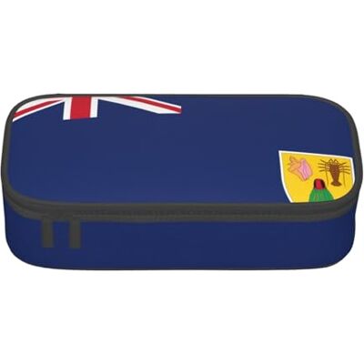 BGSHJVF Trousse à crayons haute capacité en tissu Oxford avec motif drapeau des îles Turques et Caïques Plusieurs compartiments Design élégant BGSHJVF Trousse à crayons haute capacité en tissu Oxford avec motif drapeau des îles Turques et Caïques Plusieurs compartiments Design élégant