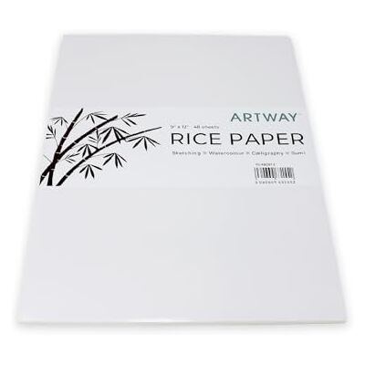 Artway Bloc de papier de riz chinois Sumi 48 feuilles 22,9 x 30,5 cm 35 g/m² Blanc Artway Bloc de papier de riz chinois Sumi 48 feuilles 22,9 x 30,5 cm 35 g/m² Blanc