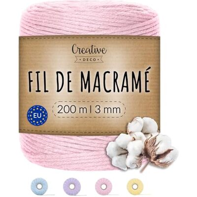 Creative 3mm x 200m Corde Macramé Rose Pastel Fil de Coton et Polyester +/- 0.5 mm d’Épaisseur 30 Plis Ficelle Cordelette Naturel Cuisine Jardin Jardinage Emballage Cadeau Bricolage Creative 3mm x 200m Corde Macramé Rose Pastel Fil de Coton et Polyester +/- 0.5 mm d’Épaisseur 30 Plis Ficelle Cordelette Naturel Cuisine Jardin Jardinage Emballage Cadeau Bricolage