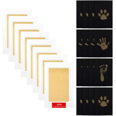 Gweichunon Lot de 8 tampons encreurs dorés pour bébé avec 16 cartes, tampons encreurs Clean Touch pour empreinte de main et de pied, ensemble d'empreintes de pattes sûres pour chien, souvenir à faire soi-même Gweichunon Lot de 8 tampons encreurs dorés pour bébé avec 16 cartes, tampons encreurs Clean Touch pour empreinte de main et de pied, ensemble d'empreintes de pattes sûres pour chien, souvenir à faire soi-même