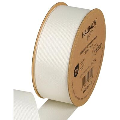 Halbach Seidenbänder Ruban gros-grain de qualité supérieure Largeur : 38 mm Longueur : 25 m Ruban cadeau durable en polyester recyclé Idéal comme ruban Couleur : crème Halbach Seidenbänder Ruban gros-grain de qualité supérieure Largeur : 38 mm Longueur : 25 m Ruban cadeau durable en polyester recyclé Idéal comme ruban Couleur : crème