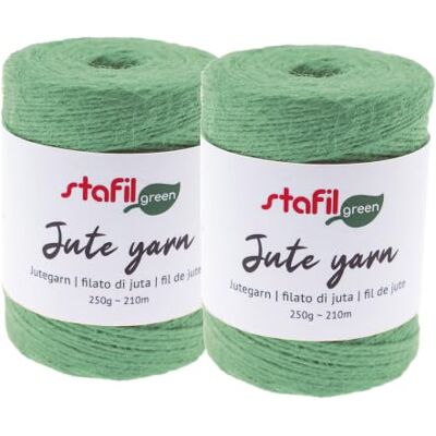 Stafil Lot de 2 pelotes de fil de jute Ø 2 mm 250 g 210 m Couleur vert sauge Stafil Lot de 2 pelotes de fil de jute Ø 2 mm 250 g 210 m Couleur vert sauge