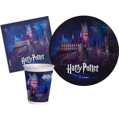 Ciao Kit Vaisselle de Fête Harry Potter Hogwarts Castle pour 8 personnes (36 pcs: 8 assiettes Ø23cm, 8 assiettes Ø18cm, 8 gobelets 250ml, 20 serviettes 33x33cm) en papier compostable eco-friendly Ciao Kit Vaisselle de Fête Harry Potter Hogwarts Castle pour 8 personnes (36 pcs: 8 assiettes Ø23cm, 8 assiettes Ø18cm, 8 gobelets 250ml, 20 serviettes 33x33cm) en papier compostable eco-friendly