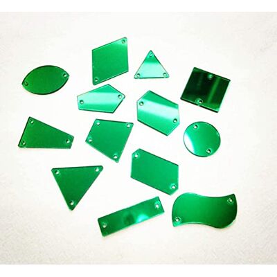 MEYA Miroir en acrylique à coudre avec strass à dos plat et trou pour robe de mariée, vêtements, sacs, chaussures, accessoire de décoration (vert) MEYA Miroir en acrylique à coudre avec strass à dos plat et trou pour robe de mariée, vêtements, sacs, chaussures, accessoire de décoration (vert)