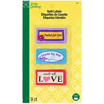 Dritz Quilting Lot de 9 étiquettes brodées à coudre Motif Made with Love Multicolore Dritz Quilting Lot de 9 étiquettes brodées à coudre Motif Made with Love Multicolore